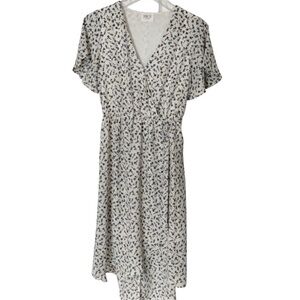 Sienna Sky White & Blue Floral Faux-Wrap Hi-Low Dress Size Small